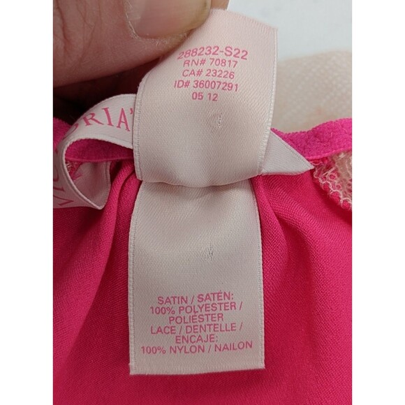 Victoria's Secret Sleepwear Women's M Hot Pink Beige Babydoll Teddy Lace Nightie - Picture 5 of 9